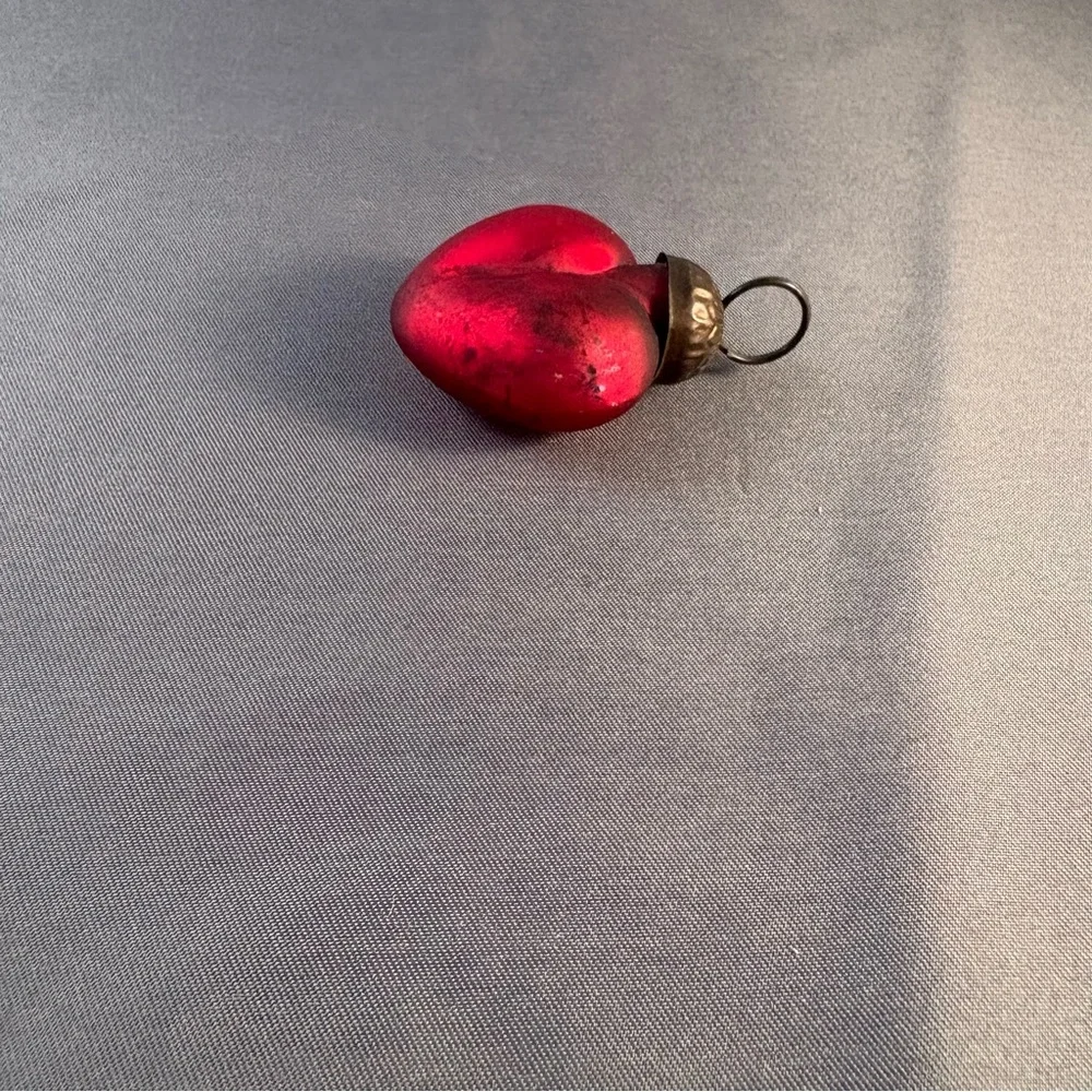 Vintage Kugel Style Heart Christmas Ornament Red Retro Collectible Decoration 2”